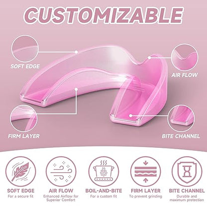 Pink Mouth Guard for Women, 4 Pack Medium Size