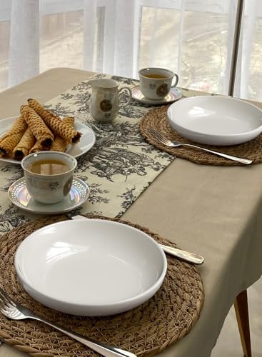 Quatish Pasta Bowls 30oz Set of 6, Salad Bowls Soup Bowl for Kitchen, Microwave & Dishwasher Safe, Large Porcelain Wide and Shallow Serving Bowl, White Dinner Plates, Dinnerware Set, Gift