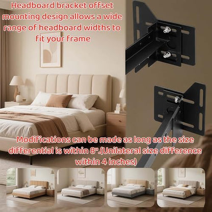 2 Pack Headboard Brackets for Bed Frame, Heavy Duty with Hardware | Fits Most Standard Bed Frames, 2 Pack Heavy Duty Steel Brackets Full Mounting Hardware Included, Easy Headboard Modification