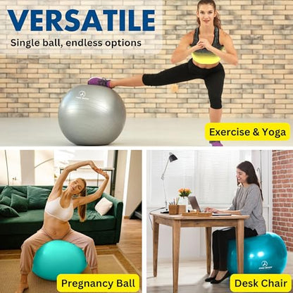 ProBody Pilates Yoga Ball - Vibrant Colors Exercise Ball - color: Turquoise, size: M: 19-22" (55 cm)