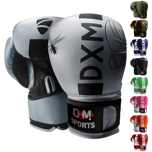 Boxing Gloves for Men & Women, Boxing Training Gloves, Kickboxing Gloves, Sparring Gloves, Heavy Bag Workout Gloves for Boxing, Kickboxing, Muay Thai, MMA - color: Silver & Black, size: 12 oz