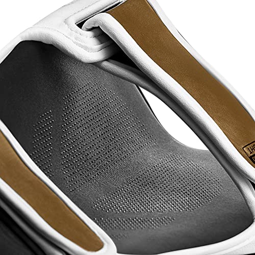 Hayabusa T3 Striking Shinguards - Men and Women | MMA Protection, Muay Thai Kickboxing, Sparring Pads, Martial Arts Gear, Adjustable Straps, Impact Padding, Elastic Fit - color: White/Gold, size: Large