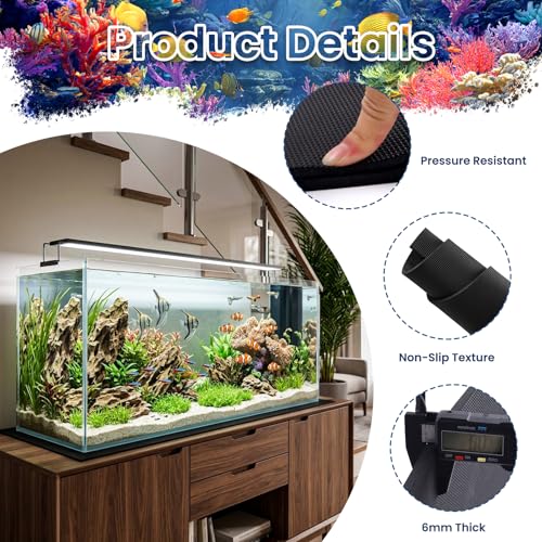 Aquarium Leveling Mat, 24 x 48 Inch Under Tank Pad, 6mm Thick Non-Slip Shockproof Fish Tank Cushion, Waterproof, Easy to Cut, Black - color: Black, size: 24 x 48in