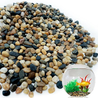 12 lb Aquarium Gravel, 1/4" Ph-Natural Pea Gravel for Fish Tank,Small River Rocks for Plants, Decorative Aquarium Pebbles for Vase Fillers, Landscaping, Succulent, Cactus, Terrarium, Bird Bath - size: 12 lb