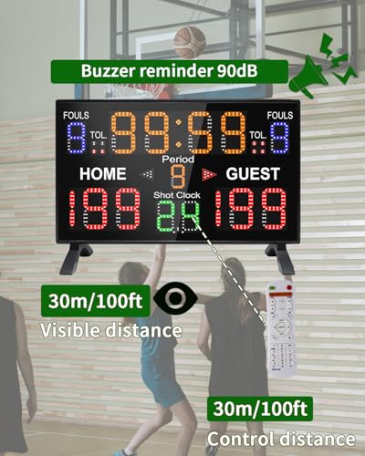 LUCKY TIME Electronic Basketball Scoreboard with 14/24 Seconds Shot Clock - style: Single Side | Remote Control