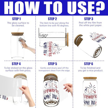 4 PCS Fourth July UV DTF Cup Wrap, Rub on Transfer Stickers for 16oz Glass Mugs, High Viscosity Permanent UV DTF Sticker, Coffee Cups, Water Bottles and Personalized Crafts - style: Fourth July