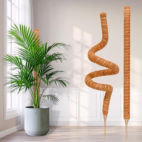 4 Pack 28 Inch Moss Pole Monstera Plant Support, Coir Moss Poles for Climbing Indoor Plants, Bendable Plant Stake Trellis for Potted Plant, Pothos, Philodendron - size: 4 Pack ( 28-Inch)