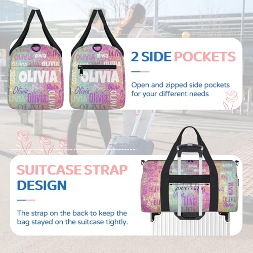 Personalized Gym Dance Ballet Bag Small, Colorful Rainbow Glitter - color: Pink Blue Colorful