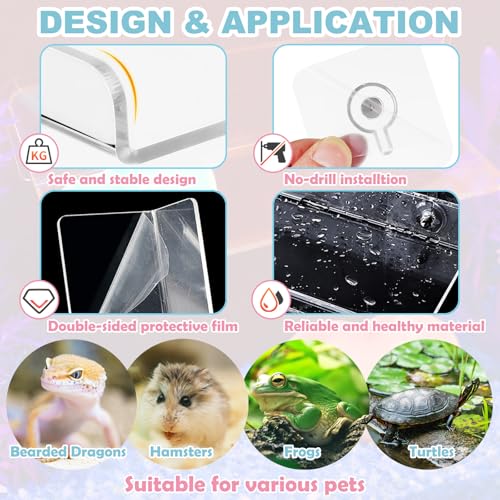 Axolotl Feeding Shelf with Feeder Bowl, Axolotl Hammock for Aquarium with Feeding Tray, Axolotl Tank Accessories for Bearded Dragons, Geckos, Lizards, Hamsters, Crabs - color: Feeding Shelf with Pink Feeder Bowl