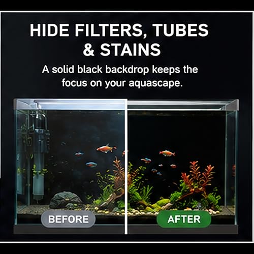 Black Aquarium Background Film, 39 x 19.7in, Static Cling Fish Tank | PVC Static Cling, No Glue, No Residue, Removable, Reusable, Easy Install, for Fish Tank Decor - size: 39"x19.7"in