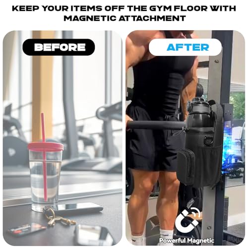 JACZZO Magnetic Gym Bag, Magnetic Water Bottle Holder & Small Gym Bag, Gym Gifts for Women and Men (Black, <40 OZ) - color: Black, size: M
