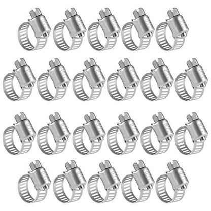 WINL Stainless Steel Hose Clamps - 22 Pack Worm Gear Drive Hose Clamps Micro Size 6 Clamping Range from 5/16 Inch to 7/8 Inch (8mm-22mm) for Automotive Plumbing, 1/2'', 3/4'' Clamps