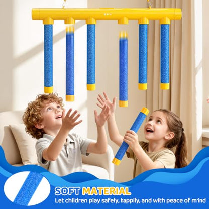 Reflex Drop Sticks Game, 3 Speeds & Solo, Reaction Play Toy for Party - color: Blue and Yellow