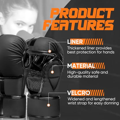 MMA Gloves for Sparring,Muay Thai,Training - color: Black, size: Medium