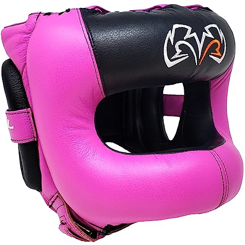RIVAL Boxing RHGFS3 Face-Saver Sparring Headgear - Wide Eye Opening, Premium Leather, and Thermoplastic Inner Frame - color: Pink, size: Small-Medium
