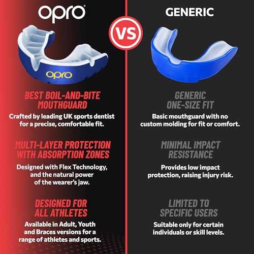OPRO Gold Level Moldable Mouth Guard, Premium Fit (Red/Pearl) Adult & Kids - color: Red/Pearl, size: Adult (Age 10+)