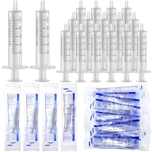 100 Pcs Plastic Syringe No Rubber Plunger Oral Syringes Without Needle Measuring Luer Slip Tip Syringe for Kids Children Liquids Refilling Scientific Labs(5 ml)