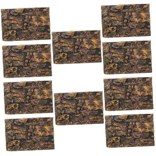 Beaupretty 10pcs Terrarium Background Rock Panel Reptile Tank Decor for Lizard Snake Turtle Lightweight Nature-Inspired Aquarium Background Board Pu Material Easy to Install - color: Light Brownx10pcs, size: 45x30cmx10pcs