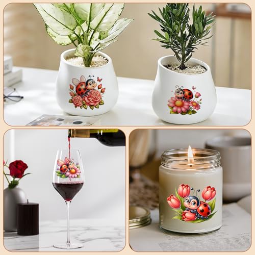 UV DTF Cup Wrap Transfer Stickers, 2 Sheets Ladybug Quotes Rub On Transfers for Tumblers Glass Cups Mugs Water Bottles - style: Ladybug Quotes