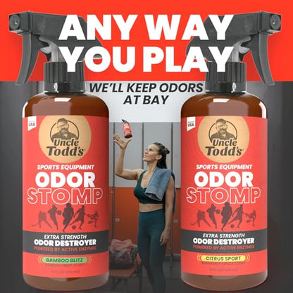Odor Stomp Sports Equipment Odor Eliminator Spray, Enzyme-Powered, 16 Oz