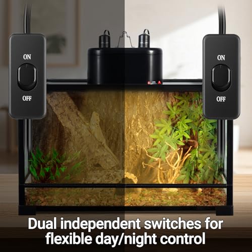 REPTI ZOO Dual Reptile Light Fixture for Reptile Dome UVB Lamp Fixture Dual Reptile Reflector Dome Lamp Cap Combo Integration Design Heat Lighting - size: 1 Count (Pack of 1)