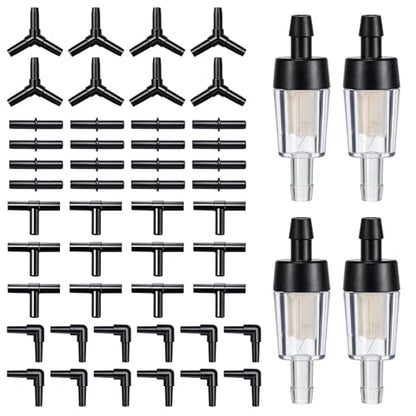40 Piece Aquarium Airline Tubing Connectors I T L Y, 4pcs Aquarium Air Pump Check Valve Anti Shedding Fish Tank Tube Adapters Splitter Accessories for 3/16 Inch Airline Tubing (Black)