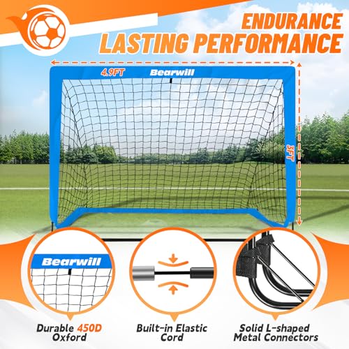Bearwill Soccer Goal, Kids Soccer Goals for Backyard Set of 2 - color: Blue