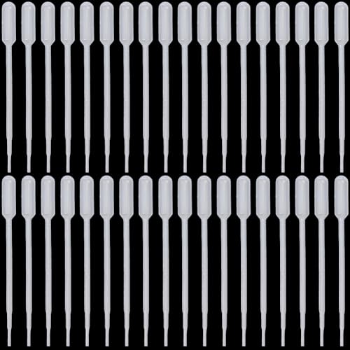 50Pcs Small Plastic Dropper Essential Oil Dropper Refillable Mini 1ML White Clear Crafts Eye Laboratory Liquid Calibrated Pipettes for Essential Oils Liquids Resin Activities Accessories - size: 5.51x0.47 inch(14x1.2cm)