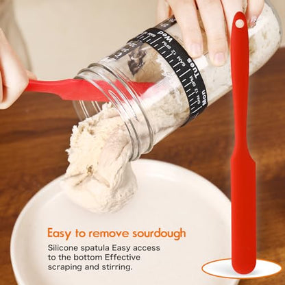 Sourdough Starter Jar Kit，Sourdough Bread Making tools Supplies,33oz Glass Jar with Date Marked Feeding Band, Precision Thermometer, Durable Cloth Cover & Secure Metal Lid forBread Making