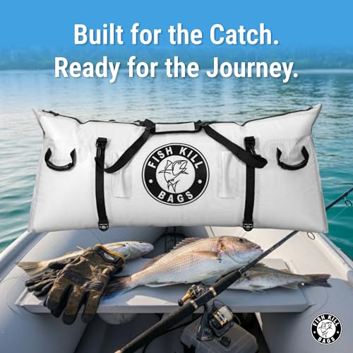 Gusseted Insulated Fish Cooler - Zipper Waterproof Nylon Bag - Portable and Leakproof With Heavy Duty Handles for Travel, Outdoor, Fishing - size: 55 x 24 Inch