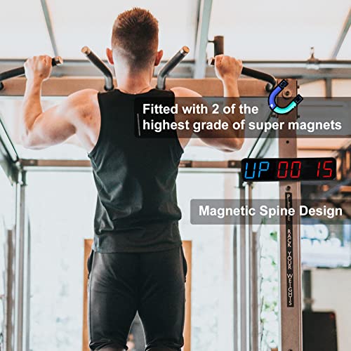 Gym Timer, Portable, Interval Timer with Rechargeable Battery and Built-in Magnet, LED Digital Anti Vertigo Display, Upgraded Workout Clock for Home Gym Garage Fitness - color: Blue, Red, Green