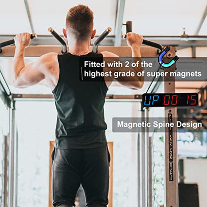 Gym Timer, Portable, Interval Timer with Rechargeable Battery and Built-in Magnet, LED Digital Anti Vertigo Display, Upgraded Workout Clock for Home Gym Garage Fitness - color: Blue, Red, Green
