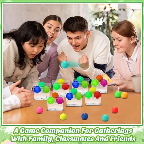 20 Set 12oz Plastic Fish Bowls with 100 Table Tennis Carnival Game Favors Rectangle Gold Fish Bowls with Multicolor Balls Reptile Terrariums Cage for Kids Carnival Game Party Activity Prize