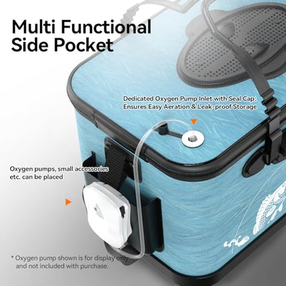 Fishing Bucket Foldable， 6Gallon/8Gallon/10Gallon,Live Fish Container Multi-Functional Live Fish Bait Bucket,for Fishing, Camping, Moving - color: Blue