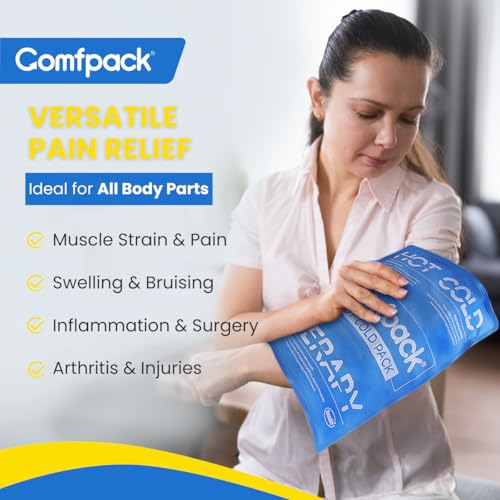 Soft Ice Packs for Injuries Reusable, Double Side Hot Cold Therapy | Gel Ice Packs for Injuries, Headaches, Muscle Pain Relief, Long-Lasting Ice Pack for Knee, Shoulder, Ankle, Leg, Neck - size: 11.2×14.7 Inch