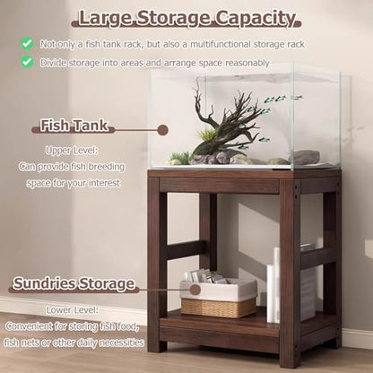 20 30 40 55 70 Gallon Long Aquarium Stand - Reptile Breeder Turtle Terrarium Stand Rack - 70cm Tall Aquarium Stand Furniture/Double Fish Tank Stand with Shelf（Brown-lxwxh-27.5x15.7x27.5）