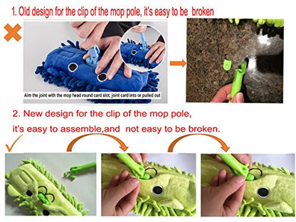 Mini Housekeeping Cleaning Tools for Children,3pcs Include Mop,Broom,Dustpan (Green Mop+Frash Blue Broom&Dustpan)