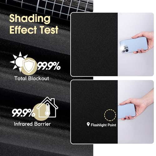rabbitgoo Total Blackout Window Film, Sun Blocking Room Darkening Window Cling, Static Cling Heat Blocking Shade Removable Tint for Day Sleepers, Matte Black, 17.5" X 78.7" - color: Matte Black, size: 17.5" X 78.7"