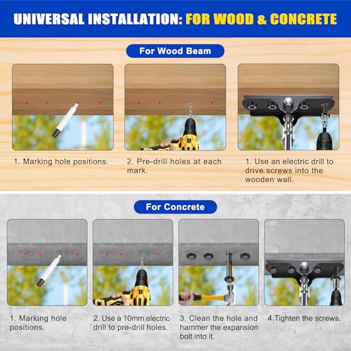 Dolibest Heavy Duty Swing Hanger,Ceiling Mount Swing Hook,One-Piece Design Base, Swing Set Hardware for Punching Bag, Boxing, Hammock Chair, Yoga Swing, Porch Swing (360° +180° Rotation) - color: E: 360°+180° Swing Hanger