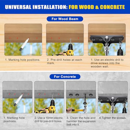 Dolibest Heavy Duty Swing Hanger,Ceiling Mount Swing Hook,One-Piece Design Base, Swing Set Hardware for Punching Bag, Boxing, Hammock Chair, Yoga Swing, Porch Swing (360° +180° Rotation) - color: E: 360°+180° Swing Hanger