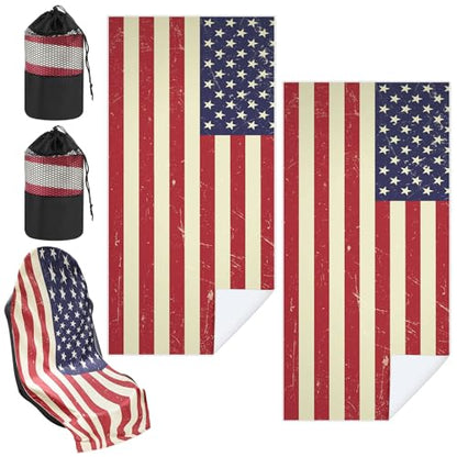 Hahafelt 2 Pack Car Seat Towel Cover with Storage Bag, American Flag - style: American Flag