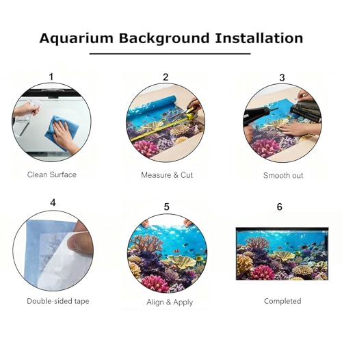 4 Pack Aquarium Background, 36x18 Inch Polyester Cloth Decor for Fish Tank, Set of Undersea Coral Rock & Plant Décor Backgrounds, Aquatic Themed Decorations