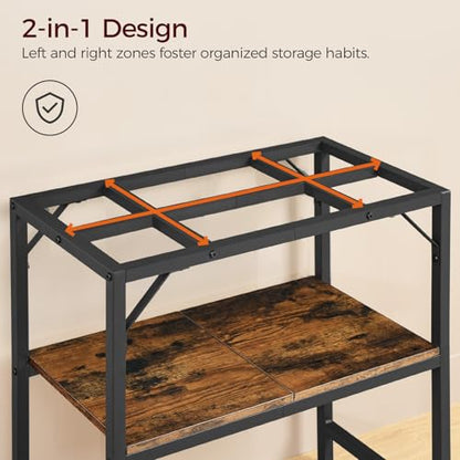 MAHANCRIS Fish Tank Stand and Litter Box Enclosure Bundle, Aquarium Stand with 2-Tier Storage Shelves, Hidden Litter Box Furniture with Scratch Pad, for Home Living Room, FTHR2001-CWBZ3201