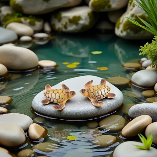 Jowxsx 2Pcs Micro Landscape Mini Turtle Resin Miniature Figurines Ornament for Aquarium Garden Bonsai Home DIY Decoration