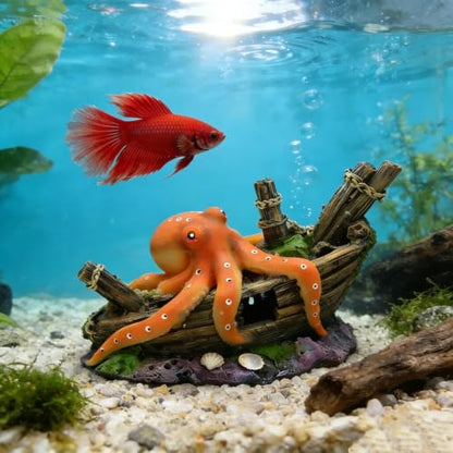 Small Octopus Fish Tank Decoration, Cute Resin Aquarium Ornament, Ideal Gift for Fish Farming Enthusiasts & Aquarists, Safe for Freshwater Saltwater Tank Landscaping