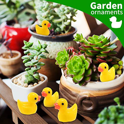 300 Pieces Yellow Mini Resin Duck Miniatures Tiny Duck Decor for Fairy Gardens Aquariums Dollhouses School Project Supplies DIY Crafts Potted Plant Landscape Accessories