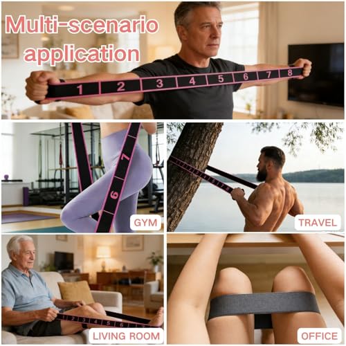 3PCS Fitness Resistance Band for Stretching and Yoga,Number Stretch Resistance Band with Clear Markings,8-Section Elastic Training Bands for Full Body Stretching Shaping