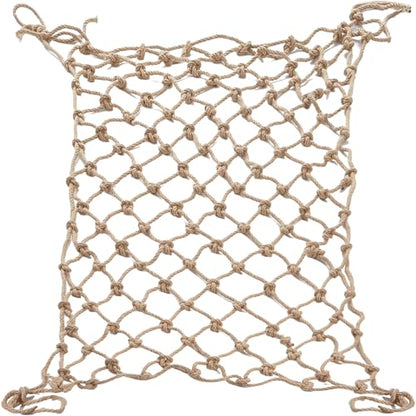 Hemp Rope Net (4ft x 12ft) Heavy Duty Natural Jute Rope Climbing Safety Netting for Balcony Stairs, Fence, Garden, Playground Protection & Indoor/Outdoor Decor - size: 4ftx12ft