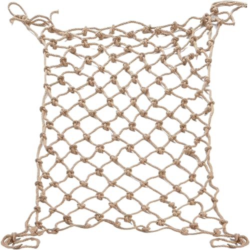 Hemp Rope Net (4ft x 12ft) Heavy Duty Natural Jute Rope Climbing Safety Netting for Balcony Stairs, Fence, Garden, Playground Protection & Indoor/Outdoor Decor - size: 4ftx12ft