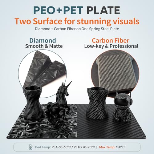 300x300mm PET PEO Build Plate for TAZ Pro/TAZ 3/TAZ 4/TAZ 5/TAZ 6/Anet A8 Plus, Double Sided Flexible Spring Steel Platform Heated Printing Bed for TAZ Pro/Anet A8 Plus Printer - size: 300x300mm, style: Black PEO+PET